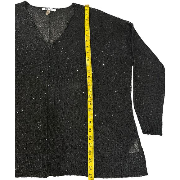 DKNY Sequin Embellished V-Neck Light Knit Sweater - XL - Picture 7 of 9